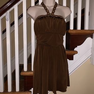 ❤️Brown & Gold Halter Mystery Dress